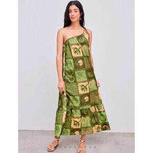 Cider Women's Dress Fruit & Floral Patchy Size Medium Green